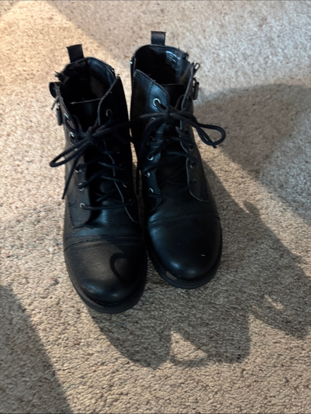 Madden Girl Black Lace-Up Combat Ankle Boots